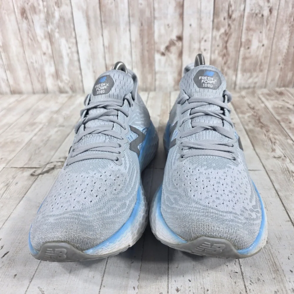 New Balance Fresh Foam 1080v10 Womens Grey Blue Running Shoes W1080G10 Size 8.5